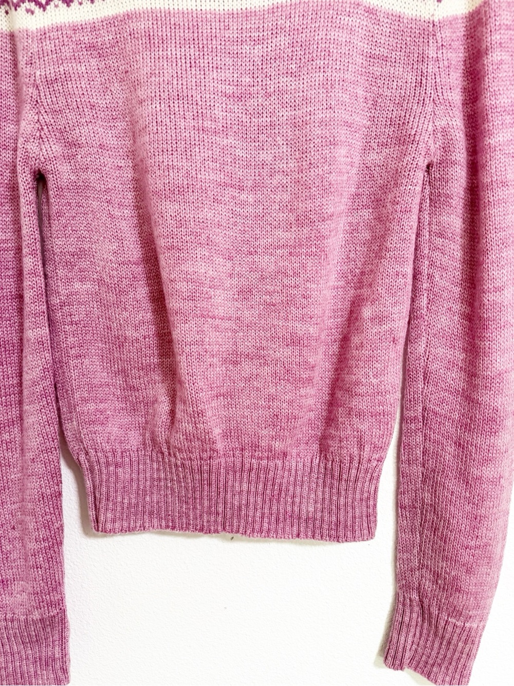 Vintage 80s E.V. ltd Coquette Fair Isle Sweater Pink Sink S - Picture 6 of 7